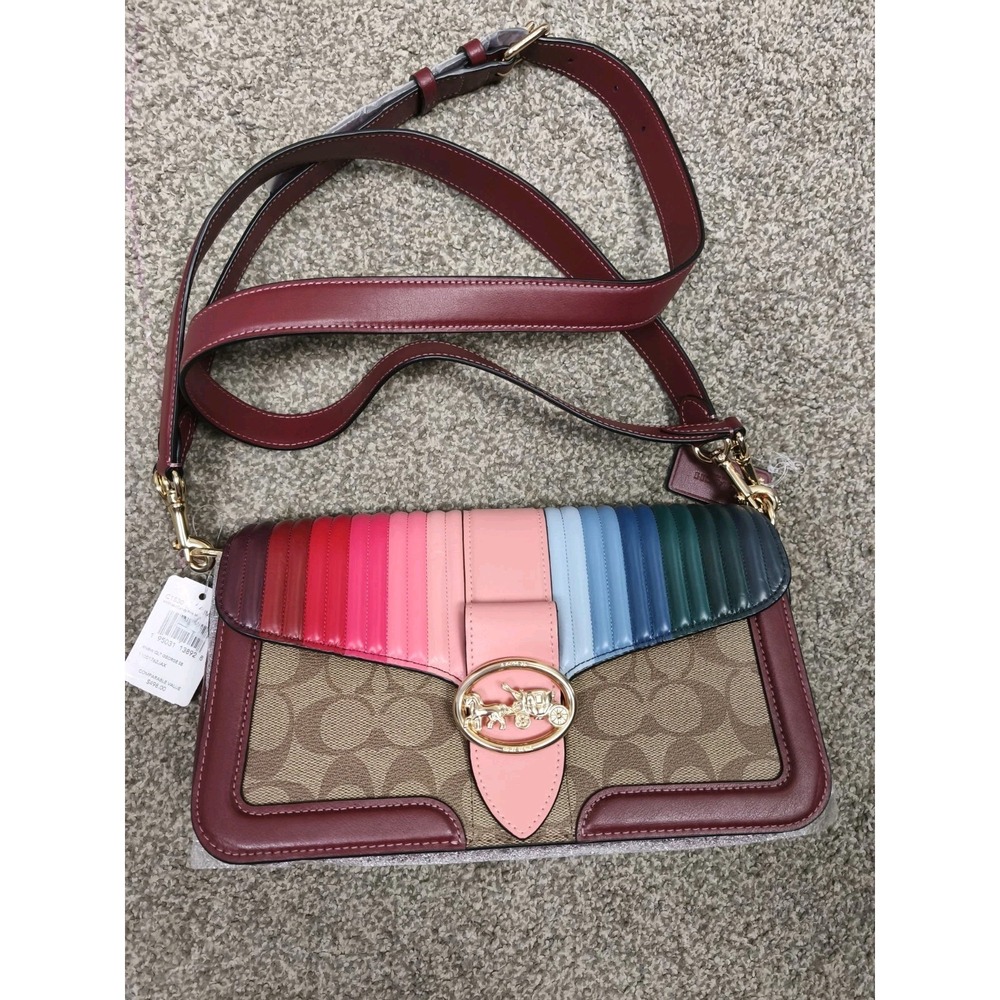 Coach Rainbow Quilt Georgie Shoulder Bag Signature Canvas NWT